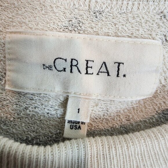 The Great. Womens The College Sweatshirt Washed White Folk Print Terry Cloth Sm - Picture 7 of 11